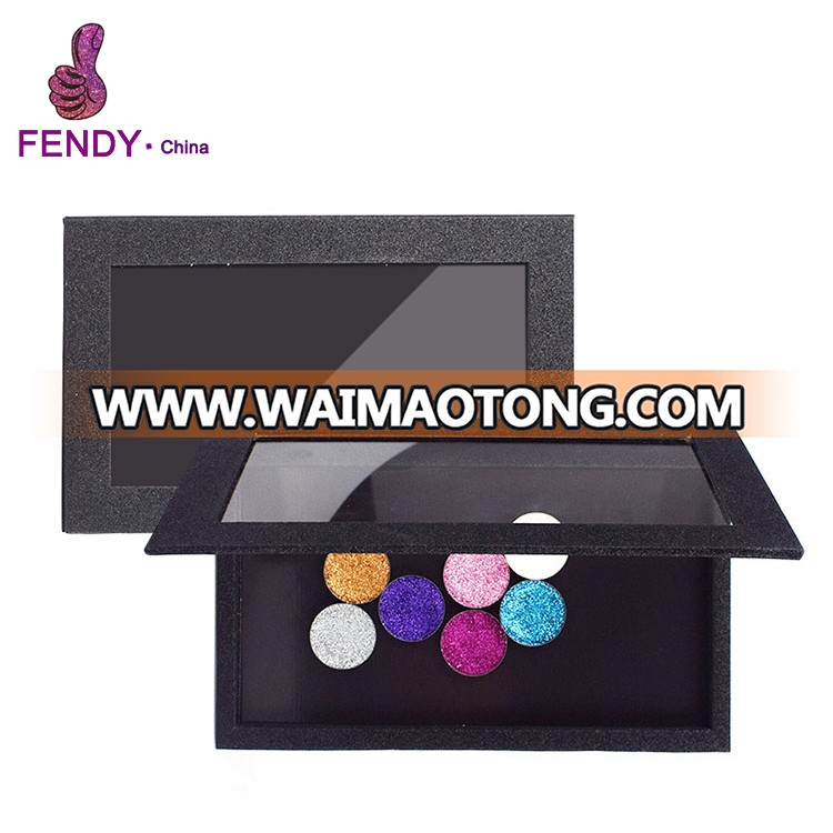 Holographic new magnetic empty makeup palette customize color material size and design PU leather